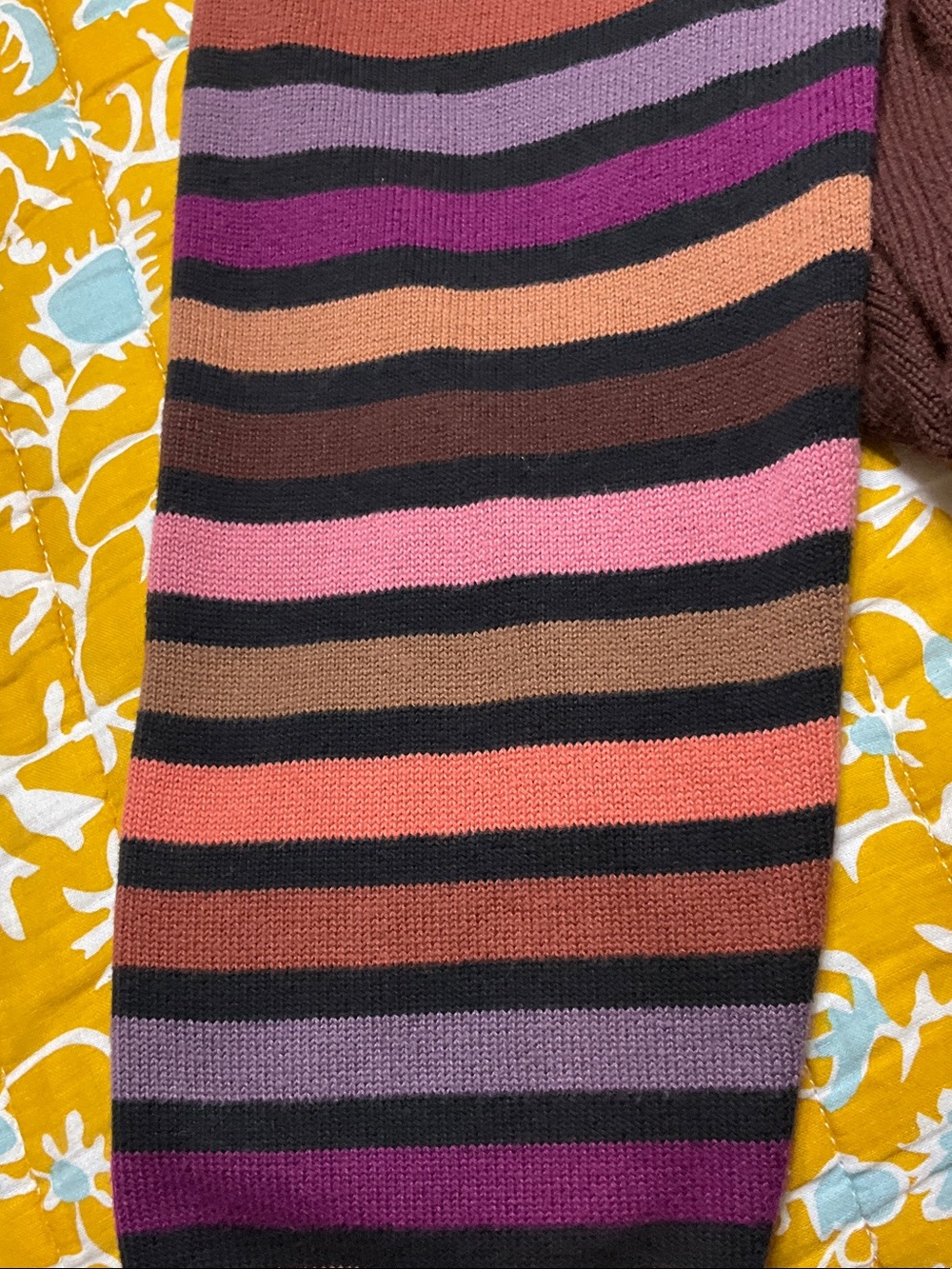 Bob Mackie Brown Cardigan with Multicolor Striped Sleeves - Picture 11 of 11